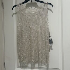 RHINESTONE MESH SLEEVELESS CROP VEST TOP BNWT SIZE M